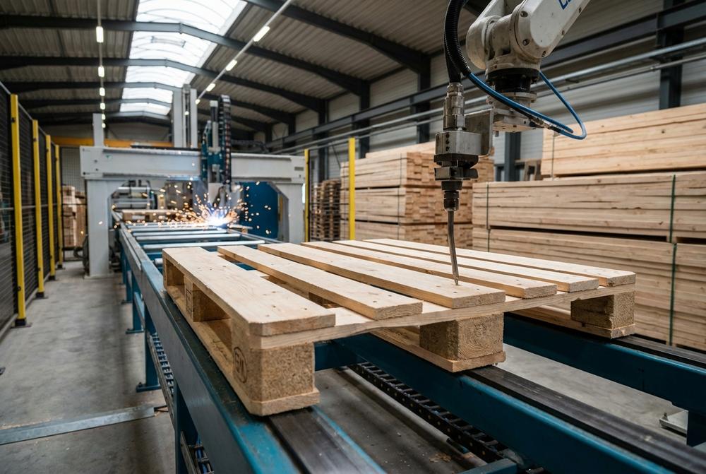 Dřevěné palety na míru pro logistiku, výrobu a e-commerce na nakládací rampě