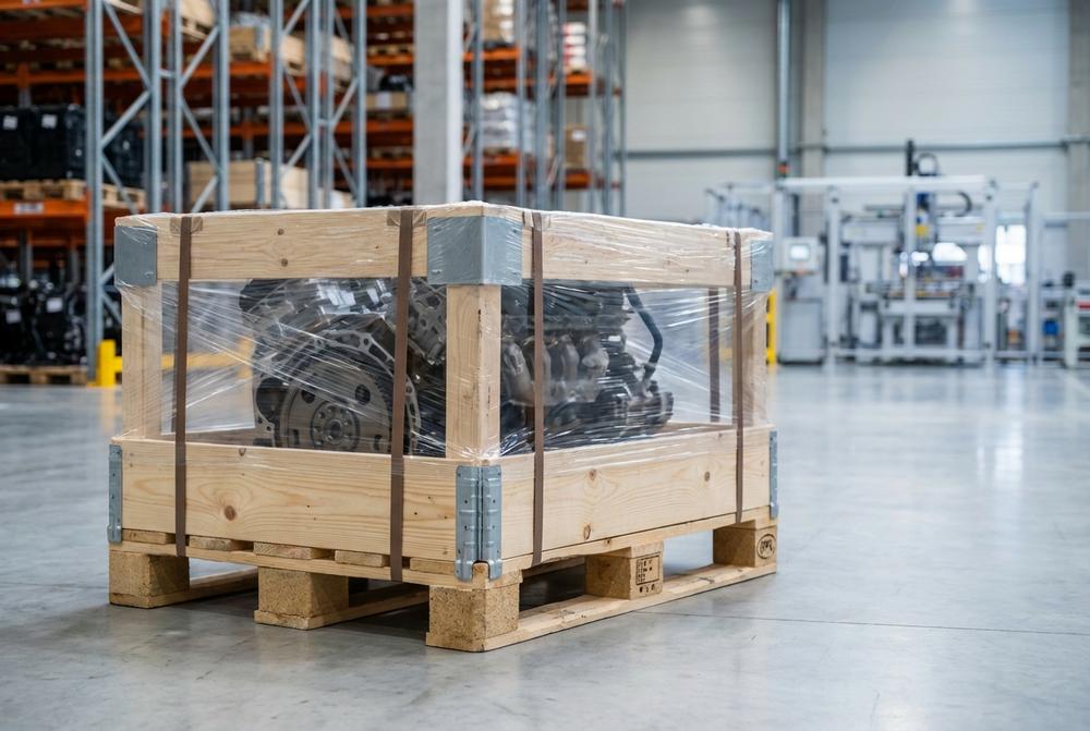 Dřevěné průmyslové palety připravené pro logistiku, výrobu a e-commerce skladování