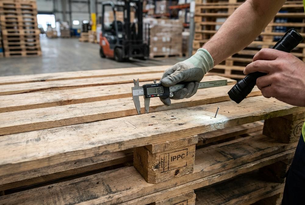 Stoh dřevěných průmyslových palet připravených pro logistiku, výrobu a e-commerce