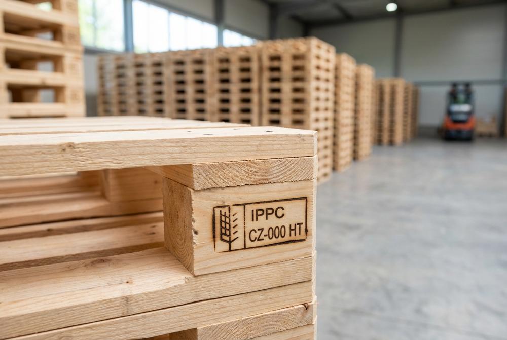Výrobce palet při výrobě dřevěných palet pro logistiku, výrobu a e-commerce