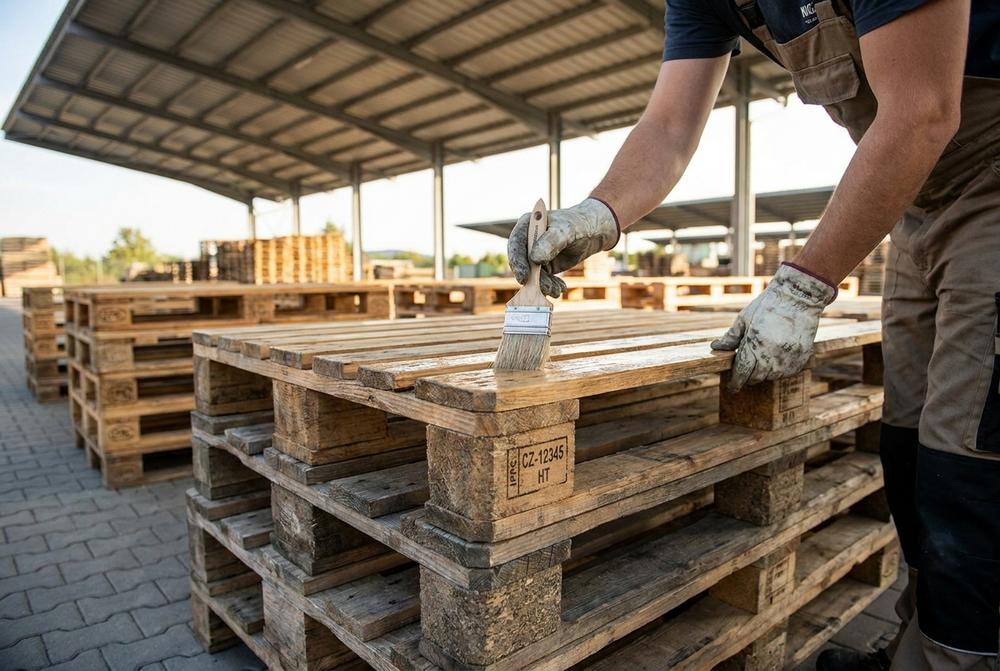 Skladové dřevěné palety připravené pro logistiku, výrobu a e‑commerce